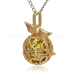 Golden Tone Brass Hollow Round Cage Pendants&nbsp;KK-J230-08G