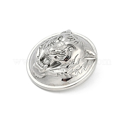 304ステンレススチールボタン  1穴  半円  ステンレス鋼色  虎  25x13mm  穴：3x2mm&nbsp;STAS-F310-29P-01