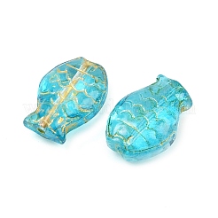 Electroplate and Golden Metal Enlaced Glass Beads&nbsp;EGLA-T029-01C