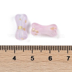 グラデーションカラー透明アクリルビーズ  金色の箔付き  骨  桃パフ  15x7x6.5mm  穴：2.5mm  約：29個/ 10 G&nbsp;X1-OACR-M023-01I