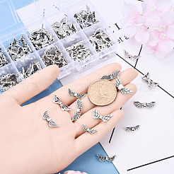 チベット風合金ビーズ  翼  アンティークシルバー  7~22x5~22x2.5~4mm  穴：1~2mm  240個/セット&nbsp;TIBEB-YW0001-31