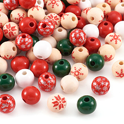 140Pcs 7 Styles Painted Natural Wood European Beads&nbsp;WOOD-TA0001-65