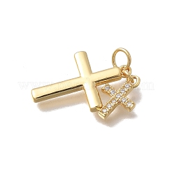 Brass Micro Pave Cubic Zirconia Pendants&nbsp;KK-D431-070G