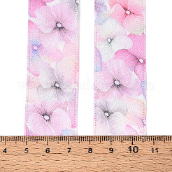 片面プリントポリエステルサテンリボン  花柄  ギフト包装用  パールピンク  1インチ（25mm）  約20.00ヤード（18.29m）/ロール&nbsp;SRIB-T009-02A-01