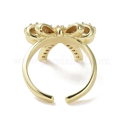 Brass Micro Pave Cubic Zirconia Open Cuff Ring&nbsp;RJEW-K256-58I-G