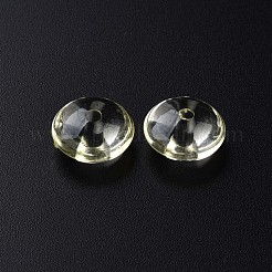 透明なアクリルビーズ  フラットラウンド  きいろ  14x7mm  穴：2mm  約615個/500g&nbsp;MACR-S373-110-B05