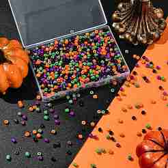 100g 4色ハロウィンベーキングペイント K9ガラスシードビーズ  ミックスカラー  6/0  4~5x3~4mm  穴：1~2mm  50 G /カラー&nbsp;SEED-FS0001-42
