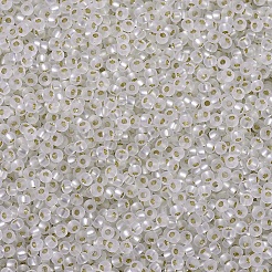 MIYUKIラウンドロカイユビーズ  日本製シードビーズ  （rr1901)セミフロストシルバーラインクリスタル  11/0  2x1.3mm  穴：0.8mm  約5500個/50g&nbsp;SEED-X0054-RR1901