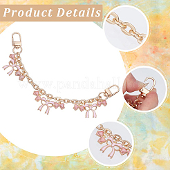 2Pcs 2 Styles Pink Zinc Alloy Enamel Bowknot Heart Charm Cable Chain Purse Chains&nbsp;FIND-BBC0004-58