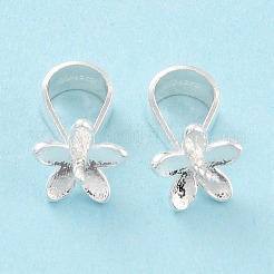 スターリングシルバーペグベイル925個  ペグベイルでベイルをスナップします  花  銀  6x6mm  ピン：0.8mm&nbsp;STER-Z001-019S