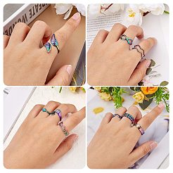9Pcs 9 Style 304 Stainless Steel Hand & Infinite & Heart & Moon Cuff Rings&nbsp;RJEW-SZ0001-19