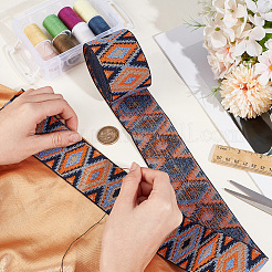 2.5Yards Rhombus Vintage Jacquard Polyester Ribbon&nbsp;OCOR-CY0004-48C