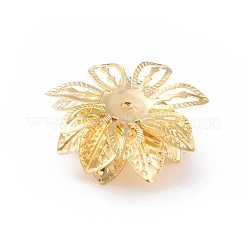 電着鉄ビーズキャップ  花  マルチ花弁  ゴールドカラー  28x13mm  穴：1mm&nbsp;X-IFIN-F160-01G