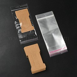 クラフト紙ヘアクリップディスプレイカード50個。  ヘアボウホルダーカード  ヘアアクセサリー用品  50個のoppセロハンバッグ付き  ペルー  11.5x6.6x0.03cm  穴：24.5x8.5mm&nbsp;CDIS-YW0001-07
