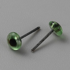 ガラス工芸ニードルフェルトの目  鉄のピン付き  人形作りアクセサリー  フラットラウンド  ライムグリーン  10x4mm  約1000足/袋&nbsp;DOLL-WH0002-16B