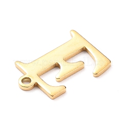 PVD真空メッキ304ステンレススチールチャーム  レーザー切断  アルファベット  ゴールドカラー  文字.e  12x9x0.8mm  穴：1mm&nbsp;STAS-H112-E-G