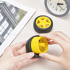 塩ビホイールロボットおもちゃアクセサリー  カーアクセサリータイヤ  フラットラウンド  きいろ  3x6.7cm  内径：3.5x6mm&nbsp;FIND-GA0001-18