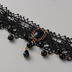 Flower Lace Choker Necklaces&nbsp;NJEW-WH0020-54A