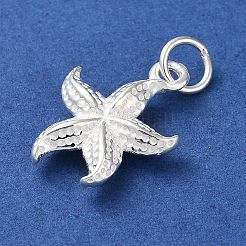 スターリングシルバーのヒトデペンダント925個  海の動物チャーム  丸カン付き  ヒトデ  17x12x3.5mm  穴：3.7mm&nbsp;LS-STER-E071-02S-01