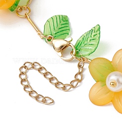 Acrylic Flower & Glass Pearl Charm Bracelets&nbsp;BJEW-JB10054-05