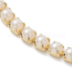 Square Brass Claw ABS Plastic Imitation Pearl Link Chain Bracelets for Women&nbsp;BJEW-JB12846