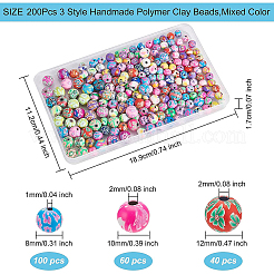 200Pcs 3 Style Handmade Polymer Clay Beads&nbsp;CLAY-BC0001-03