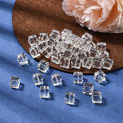 K9ガラス  模造オーストリアクリスタルビーズ  グレードAAA  多面カット  キューブ  透明  8x8x8mm（誤差範囲0.5~1mm以内のサイズ）  穴：0.9~1.6mm&nbsp;SWAR-F074-8x8mm-01