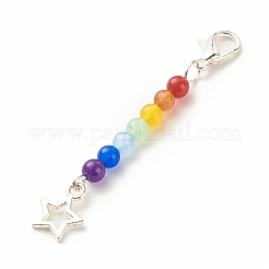 Chakra Theme Natural & Dyed Malaysia Jade Beaded Pendant Decorations&nbsp;HJEW-JM00642-02