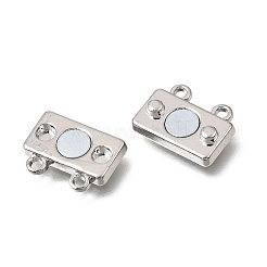 2連真鍮製マグネット式留め金  長方形  13x14x4回のループで  プラチナ  1.5mm  穴：[1]mm&nbsp;KK-CBA9C94-01A-P