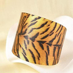 女性用合金オープンカフバングル  ヒョウ柄  ゴールドカラー  2-3/8インチ（5.9cm）  内径：2-3/8インチ（6.1cm）&nbsp;BJEW-K272-03G