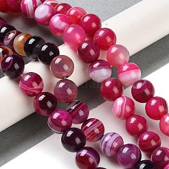 Natural Striped Agate/Banded Agate Beads Strands&nbsp;G-Z060-A01-C06