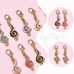 30Pcs 6 Colors Alloy Enamel & Crystal Rhinestone Pendant Decorations&nbsp;HJEW-YW00528