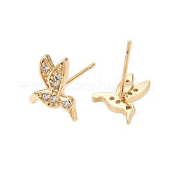 Brass Pave Clear Cubic Zirconia Stud Earring&nbsp;EJEW-S217-G03