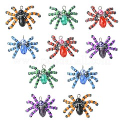 10Pcs 5 Colors Glass Seed Pendants&nbsp;GLAA-CJ0002-30