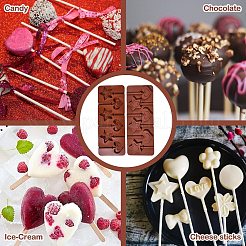 ハート＆スター DIY 食品グレードシリコン型 2個  フォンダン型  チョコレート  紙製ケーキポップスティック100本を使ったキャンディー作り  混合図形  ココナッツブラウン  100~246x95x3~12mm  内径：88~89x43.5~48mm&nbsp;SIL-CJ0002-17