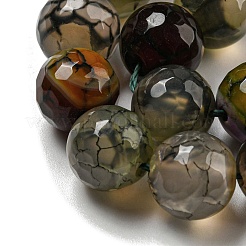 Faceted Natural Dragon Veins Agate Beads Strands&nbsp;G-F447-12mm-L07