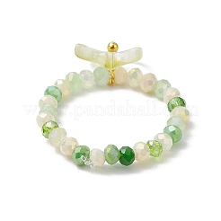 女性用ガラスストレッチリング  蝶  ミックスカラー  usサイズ8 1/2(18.5mm)&nbsp;RJEW-JR00839