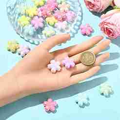 UVメッキ不透明アクリルビーズ30個。  虹色の  花  ミックスカラー  22.5x23x8mm  穴：3mm&nbsp;MACR-YW0004-16