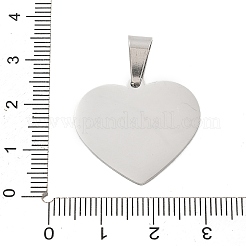 304ステンレスペンダント  空白タグのスタンプ  ハートチャーム  ステンレス鋼色  22.5x25x1mm  穴：9.5x4.5mm&nbsp;STAS-F313-13P