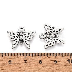 合金のチベット風チャーム  蝶  カドミウムフリー＆鉛フリー  アンティークシルバー  17x19.1~19.8x1.5mm  穴：1.6mm&nbsp;PALLOY-T090-98AS