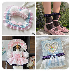 10ヤードポリエステルレースリボン  洋服アクセサリー用  ブラック  1インチ（25mm）&nbsp;OCOR-TA0004-26F
