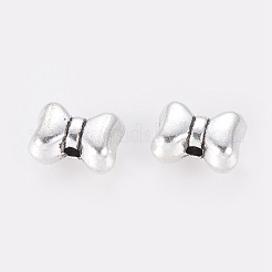 合金ビーズ  蝶結び  カドミウムフリー＆ニッケルフリー＆鉛フリー  アンティークシルバー  8x10x5mm  穴：1.5mm&nbsp;PALLOY-ZN46150-AS-FF