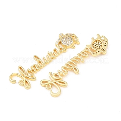 Brass Micro Pave Clear Cubic Zirconia Connector Charms&nbsp;KK-F931-29A-G