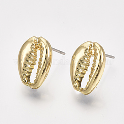 合金スタンドピアス  カウリーシェルシェイプ  ライトゴールド  13x9.5x3mm  ピン：0.8mm&nbsp;PALLOY-S125-038