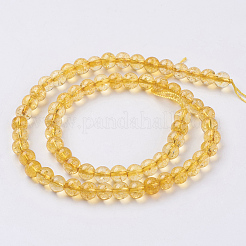 合成シトリンビーズ連売り  ラウンド  染め＆加熱  6mm  穴：0.8mm  約67個/連  15.5インチ&nbsp;G-C076-6mm-6A
