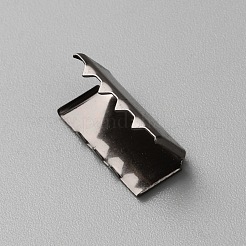 アイアン製カシメリボン止めエンドパーツ  ウェビングエンド  ガンメタ色  20x10x8mm&nbsp;LS-FIND-WH0291-03A-B
