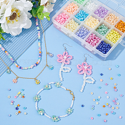 ガラスシードビーズ15色  セイロン  ラウンド  ミックスカラー  4mm  穴：1.5mm  約200pcs / 20g /コンパートメント  約3000個/箱&nbsp;SEED-PH0012-08-WH