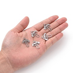 変色しない秋のテーマ201ステンレススチールペンダント  レーザー切断  キノコ  ステンレス鋼色  25x20x1mm  穴：1.5mm&nbsp;STAS-S105-LA745-1