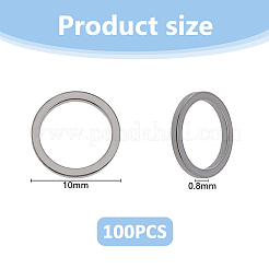 304ステンレススチール製リンキングリング100個  ニッケルフリー  丸いリング  ステンレス鋼色  10x0.8mm&nbsp;STAS-DC0017-10