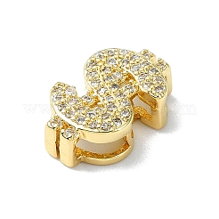 Rack Plating Brass Micro Pave Clear Cubic Zirconia Dollar Sign Multi-Strand Links&nbsp;KK-B084-22G